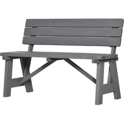 4goodz Stevige Tuinbank 2-zits Hout met Rugleuning 116x56 cm - Grijs