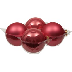Othmar Decorations Grote kerstballen - 4x st - bubblegum roze - 10 cm - glas - Kerstbal