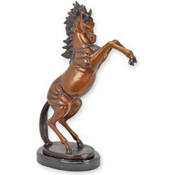 A BRONZE SCULPTURE OF A REARING HORSE ON A MARBLE BASE