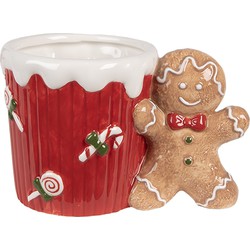 Clayre & Eef Mok Gingerbread man 350 ml Rood Bruin Keramiek Drinkbeker