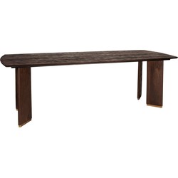 PTMD Liber Brown mango wood dining table 240cm gold leg