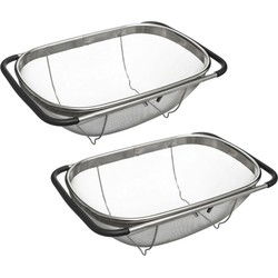 Gootsteen vergiet - 2x - zilver -36,5 tot 54,5 x 23 cm - RVS -uitschuifbaar - Vergieten