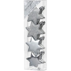 Christmas goods Kersthangers - 8x - sterren - zilver - 6 cm - Kersthangers