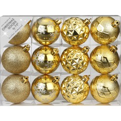 Set van 24x luxe gouden kerstballen 6 cm kunststof mat/glans - Kerstbal