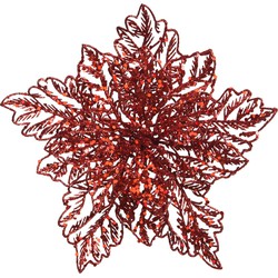 Poinsettia plastic d23.50h10cm rood