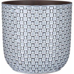 Mica Decorations Plantenpot - keramiek - blauw - 21 x 20 cm - Plantenpotten