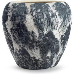 Jodeco Plantenpot/bloempot Marble - wit/zwart - keramiek - D29 x H26 cm - Plantenpotten