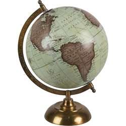 Clayre & Eef Wereldbol  22x33 cm Groen Bruin Hout Ijzer Globe