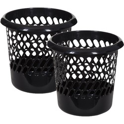 Papierbakken/prullenbakken - 2x stuks - 25 liter - zwart - Prullenmanden