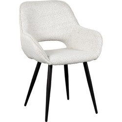 LABEL51 Eetkamerstoel Fer - Wit - Boucle - Black Frame
