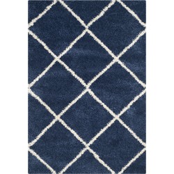 Safavieh Shaggy Indoor Woven Area Rug, Hudson Shag Collection, SGH281, in Navy & Ivory, 183 X 274 cm