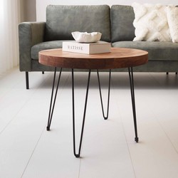 Industriële Salontafel Rond Mio Acaciahout Ø50 cm