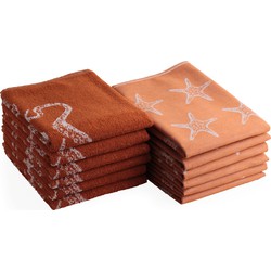 DoubleDry Luxe Keuken- & Theedoek - Set van 12 - oceaan - terracotta