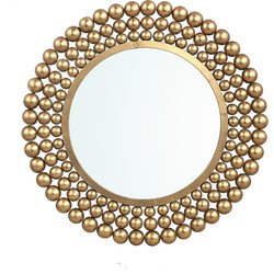 PTMD Zenno Gold metal wall mirror dotted border round