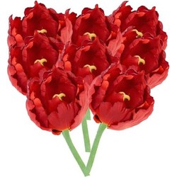 8x Kunstbloemen tulp rood 25 cm - Kunstbloemen
