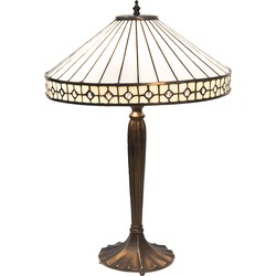 LumiLamp Tiffany Tafellamp  Ø 40x58 cm  Wit Beige Glas Tiffany Bureaulamp