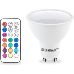 Groenovatie GU10 LED Spot 3W RGB Dimbaar Incl. Afstandsbediening