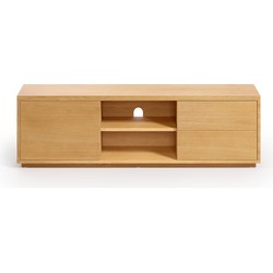 Kave Home - Abilen TV-meubel met 1 deur en 2 laden in eikenfineer, 150 x 44 cm FSC FSC 100%