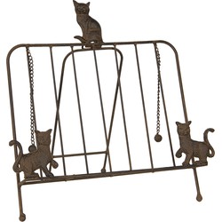 Clayre & Eef Kookboekstandaard  38x25x38 cm Bruin Ijzer Rechthoek Katten Boekenhouders