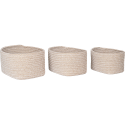 Carlijn katoenen manden beige - set van 3