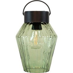 Solar glazen retro lamp groen 12x16 cm