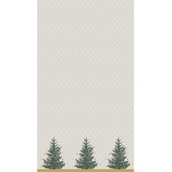 Kerst versiering papieren tafelkleed grijs/goud kerstbomen grijs/goud met kerstboom print 138 x 220 cm - Tafellakens