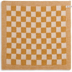 Knit Factory Gebreide Keukendoek - Keukenhanddoek Block - Ecru/Oker - 50x50 cm