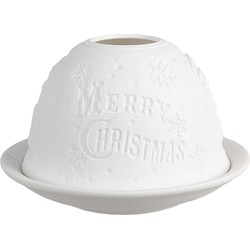 Clayre & Eef Waxinelichthouder Ø 12x8 cm Wit Porselein Kerstman