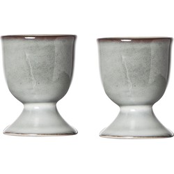 Cosy & Trendy Eierdopje - 4x - aardewerk - grijs/blauw - 5 cm - Eierdopjes