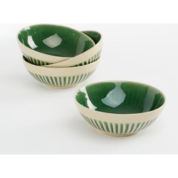 Mica Decorations Elice Schaal - Set van 4 - Ø16,5 cm - Keramiek - Groen