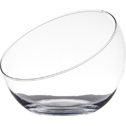 Hakbijl Glass Bolvaas schuine schaal - gerecycled glas - D20 x H17 cm - Vazen