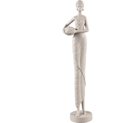 PTMD Decoratieve Standbeeld Rafah - 11x8x50 cm - Polyester - Wit