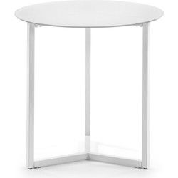 Kave Home - Raeam bijzettafel in gehard glas en wit staal Ø 50 cm