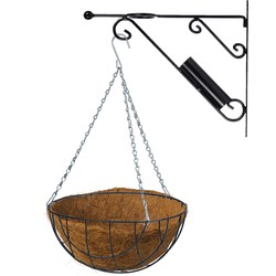 Hanging basket 35 cm met metalen muurhaak en kokos inlegvel - Plantenbakken