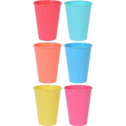 Kunststof drinkbekers in mix kleuren - 6x - 12 cm - Campingservies - Drinkbekers