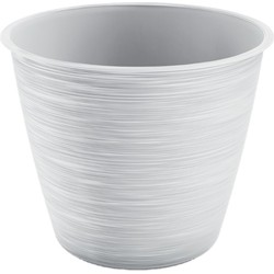 Prosperplast Plantenpot/bloempot Paintstripe - kunststof - wit - D30 x H25 cm - binnen/buiten - Plantenpotten