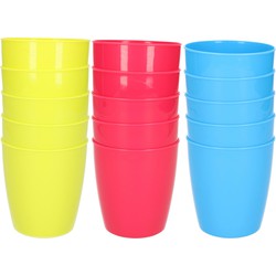 45x stuks onbreekbare kunststof drinkglazen 300 ML in het groen-roze-blauw - Drinkbekers