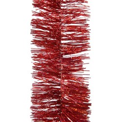 Decoris kerstslinger - rood - 270 x 7,5 cm - tinsel/folie - lametta slinger - Kerstslingers