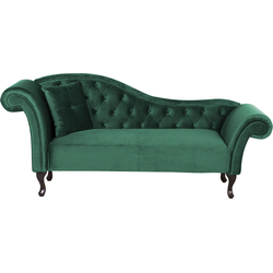 Beliani LATTES - Chaise longue-Groen-Fluweel