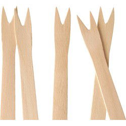 Papstar Snack vorkjes - patat vorkjes - friet vorkjes - 25x stuks - hout - 12 cm - Vorken