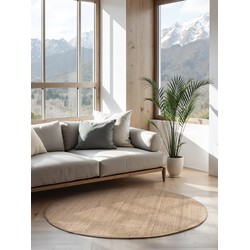 Rond Handgeweven Jute vloerkleed - Bouclé Jaipur Naturel / Goud - Ø 200 cm rond