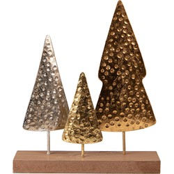 Clayre & Eef Kerstdecoratie Kerstboom 21x5x25 cm Goudkleurig Bruin MDF Ijzer