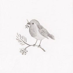 Clayre & Eef Servetten Papier Set van 20 Wit Papier Vogel