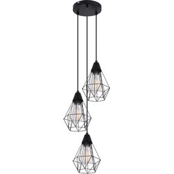 Industriële hanglamp Isabella - L:29cm - E27 - Metaal - Zwart