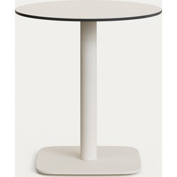 Kave Home - Ronde witte Dina-buitentafel met wit gelakte metalen poot 68 x 70 cm