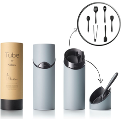 Tube by Sillies® - Luxe keukengerei-set - RVS houder - Siliconen spatels - Grijs