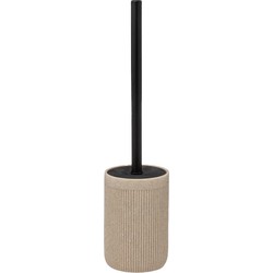 5Five Toiletborstel in houder Onyx - beige/zwart - polystone - 40 x 9 cm - Toiletborstels