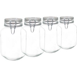 6x Glazen confituren potten/weckpotten 2 liter met beugelsluiting en rubberen ring - Weckpotten