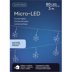 Lumineo lichtsnoer - sneeuwvlokken - 300 cm - helder wit - 80 led lampjes - Lichtsnoeren