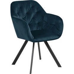 Eetkamerstoel - Blauw - Stof - Zithoogte 47,5cm - Lida